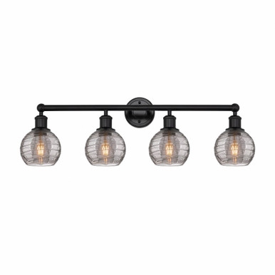 Athens Deco Swirl 4 Light Bath Vanity 10.38 InchX32.88 Inch by Innovations - 616-4W-BK-G1213-6SM