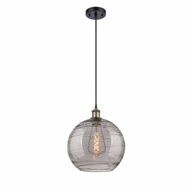 Athens Deco Swirl 1 Light Cord Hung Mini Pendant 13.38 X 12 by Innovations - 516-1P-BAB-G1213-12SM