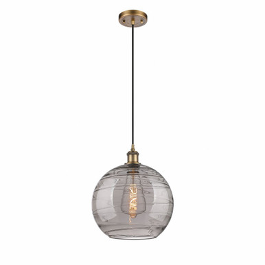 Athens Deco Swirl 1 Light Cord Hung Mini Pendant 13.38 X 12 by Innovations - 516-1P-BB-G1213-12SM