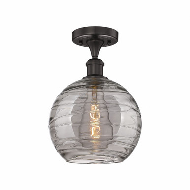 Athens Deco Swirl 1Light Semi Flush Mount 13.63 InchX10 Inch by Innovations - 616-1F-OB-G1213-10SM