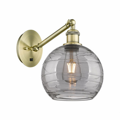 Athens 1 Light Industral Wall Sconce 12.38 Inch Tall by Innovations - 317-1W-AB-G1213-8SM