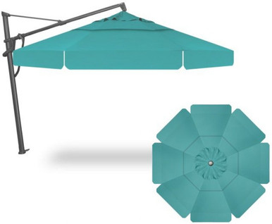 11 Foot Aluminum Manual Lift Octagon Cantilever Umbrella by Treasure Garden - AKZP