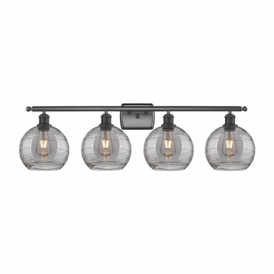 Athens Deco Swirl 4 Light Bath Vanity 10.88 X 38 Inch Wide by Innovations - 516-4W-BK-G1213-8SM