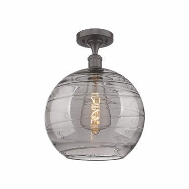 Athens Deco Swirl 1 Light Industrial Semi Flush Mount by Innovations - 516-1C-OB-G1213-12SM