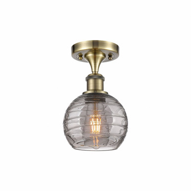 Athens Deco Swirl 1 Light 6 Inch Wide Semi Flush Mount by Innovations - 516-1C-AB-G1213-6SM