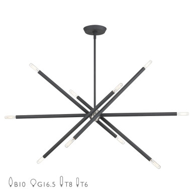 Soho 10 Light Large Linear Chandelier 24 x 12 Inches Wide by Livex - 46777-76