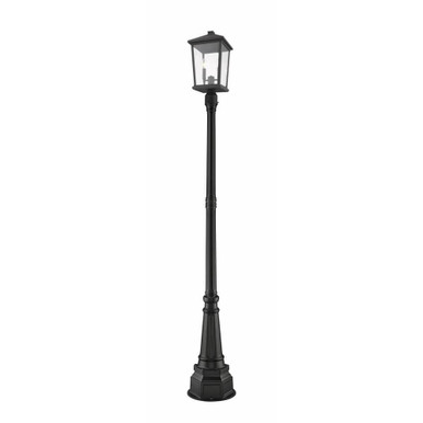Beacon Two Light Outdoor Post Mount Lantern 14.25 x 91.25 Inches by Z-Lite - 568PHBR-564P-BK