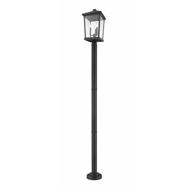 Beacon 3 Light Outdoor Post Mount Lantern 12 x 85.5 Inches by Z-Lite - 568PHXLR-567P-BK