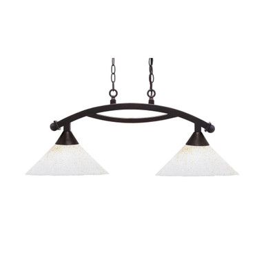 Bow 2 Light Medium Gold Ice Glass Linear Island Pendant by Toltec - 872-12-1375-33