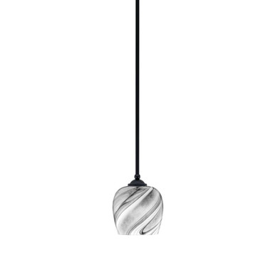 Zilo 1 Light Onyx Swirl Glass Stem Hung Small Pendant by Toltec - 560-MB-4819