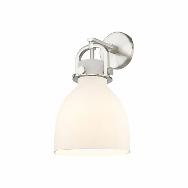 Newton Bell 1 Light Dome Glass Wall Sconce by Innovations - 410-1W-SN-G412-8WH