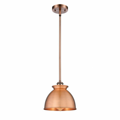 Adirondack 1 Light Art Deco Stem Hung Small Pendant by Innovations - 516-1S-AC-M14-AC