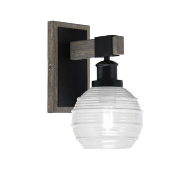 Tacoma 1 Light Ribbed Glass Wall Sconce 10.5 Inch Tall by Toltec - 1841-MBDW-5110