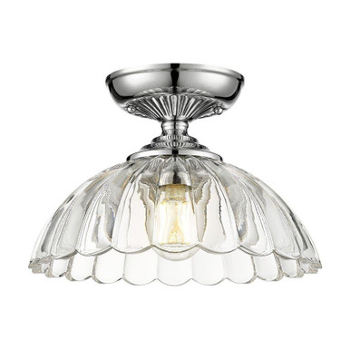 Audra 1 Light Semi Flush Mount 8.13 Inch Tall and 11.75 Inch Wide by Golden - 6952-SF CH-CLR