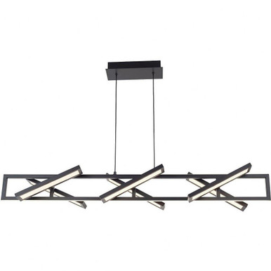 Helix 75W 6 LED Rectangular Pendant 9 Inch Tall and 48 Inch Length by Abra - 10111PN