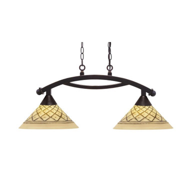 Bow 2 Light Medium Linear Island Pendant 33 Inch Length by Toltec - 872-12-13-33