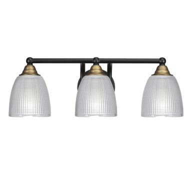 Paramount 3 Light Ribbed Glass Vanity Light 21.5 Inch Length by Toltec - 3423-BN-500