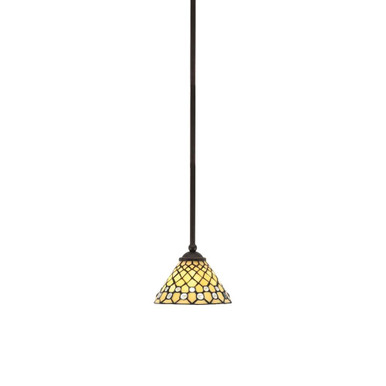 Zilo 1 Light Art Glass Stem Hung Small Pendant 7 Inch Wide by Toltec - 560-MB-9125