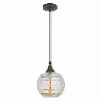 Art Glass 1 Light Coastal Small Pendant 12.5 Inch Tall by Livex - 40636-92