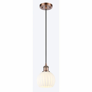 White Venetian 1 Light Cord Hung Mini Pendant by Innovations - 516-1P-G1217-6