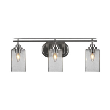 Odyssey 3 Light Square Glass Vanity Light 25.75 Inch Length by Toltec - 2613-BN-530