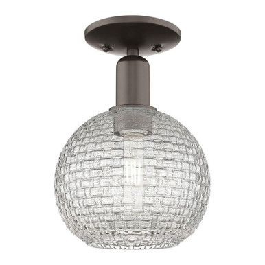 Athens 1 Light Basketweave Semi Flush Mount 11.5 Inch Tall by Innovations - 716-1C-G122C-8