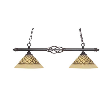 Elegante 2 Light Island 9 Inch Tall and 31.75 Inch Length by Toltec - 862-DG-7183
