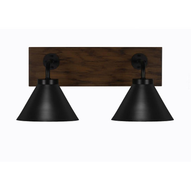 Oxbridge 2 Light Metal Shade Vanity Light 17.5 Inch Length by Toltec - 1772-MBWG-421-MB