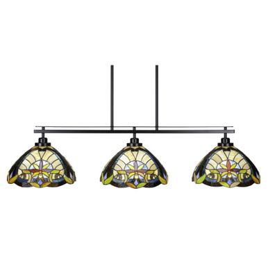 Odyssey 3 Light Earth Star Art Glass Oversized Island Pendant by Toltec - 2636-MB-9369