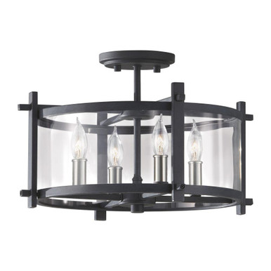 Ethan 4 Light 16.38 Inch Wide Semi Flush Mount by Generation - SF292AF/BS