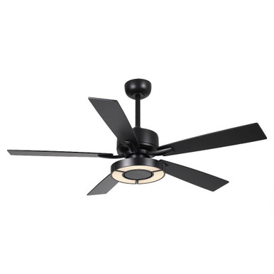 5 Blade Ceiling Fan with Light Kit 12 Inch and 52 Inch Wide by Parrot Uncle - F6366BK110V