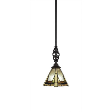 Elegante 1 Light Steel Small Stem Pendant 10.75 Inch Tall by Toltec - 80-7-1075-