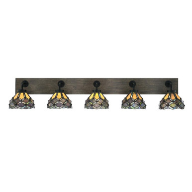 Oxbridge 5 Light Art Glass Vanity Light 47.5 Inch Length by Toltec - 1775-MBWG-9435