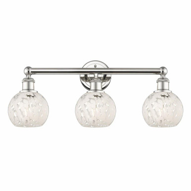 White Mouchette 3 Light Vanity Light 24 Inch Wide by Innovations - 616-3W-G1216-6