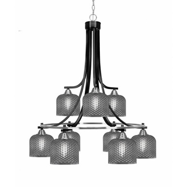 Paramount 9 Light Down Chandelier 32.75 Inch and 29.75 Inch Wide by Toltec - 3419-BN-4612