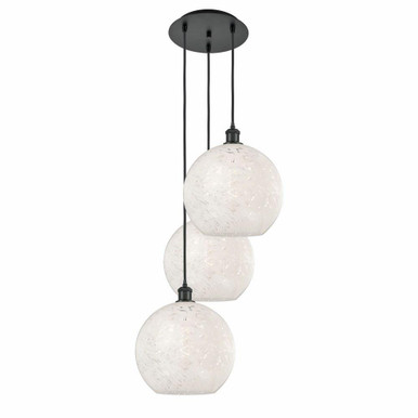 White Mouchette 3 Cord Hung Large Pendant 13.5 Inch Tall by Innovations - 113B-3P-G1216-12