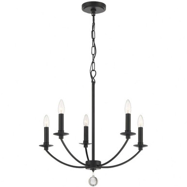 Mila 5 Light Chandelier 24 Inches Tall and 23 Inches Wide by Crystorama - MIL-8005-BK