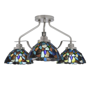Odyssey 3 Light 17.75 Inch Wide Semi Flush Mount by Toltec - 2607-MB-9955