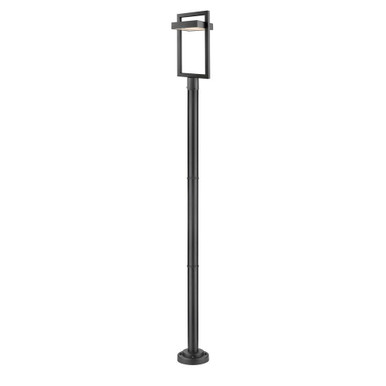 Luttrel 12W 1 LED Outdoor Post Mount Lantern 10.5 x 97.23 Inches by Z-Lite - 566PHBR-567P-BK-LED