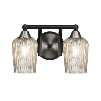 Paramount 2 Light Textured Glass Vanity Light 13.5 Inch Length by Toltec - 3422-BN-4250