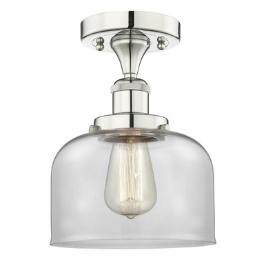 Bell 1 Light Brass 6.5 Inch Wide Semi Flush Mount by Innovations - 616-1F-G7