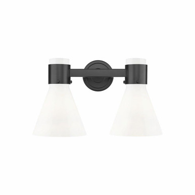 Lawton Cone 2 Light Bath Vanity 9.63 Inch and 15.5 Inch Wide by Innovations - 464-2W-BK-G464C-7GW