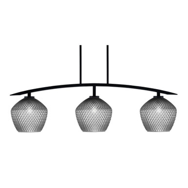 Kurve 3 Light Textured Glass Island Pendant 12.25 Inch Tall by Toltec - 3736-MB-492