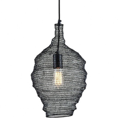 Wabi Sabi 1 Light Pendant 18 Inches Tall and 12 Inches Wide by Troy - F6775-SBK