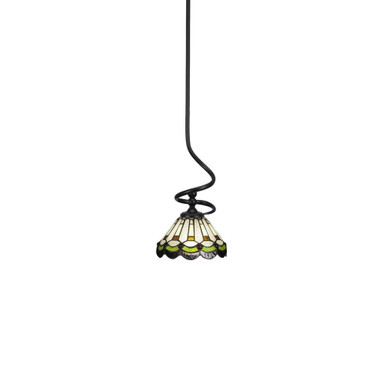 Capri 1 Light Steel Small Stem Hung Pendant 15 Inch Tall by Toltec - 901-BN-9485