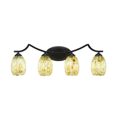 Zilo 4 Light Ivory Glaze Seashell Vanity Light 30.75 Inch Length by Toltec - 554-MB-406