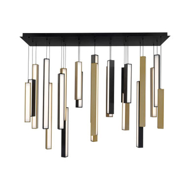 Chaos 200W 23 LED Light Medium Linear Pendant by Modern Forms - PD-64823L-BK/AB-BK