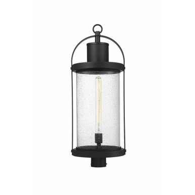 Roundhouse 1 Light Outdoor Post Mount Lantern 12 x 31.25 Inches by Z-Lite - 569PHXL-BK