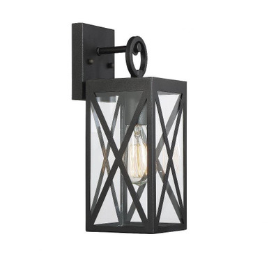 1 Light Outdoor Wall Lantern 13.75 Inch Tall by Meridian - M50027BK