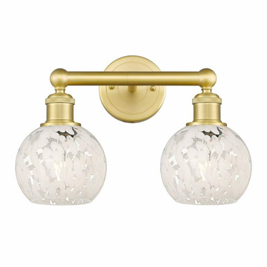 White Mouchette 2 Light Vanity Light 15 Inch Wide by Innovations - 616-2W-G1216-6